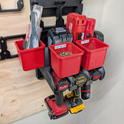 Triple Drill & Driver Holder with Bin Storage | Vehicle Rated | Packout Compatible