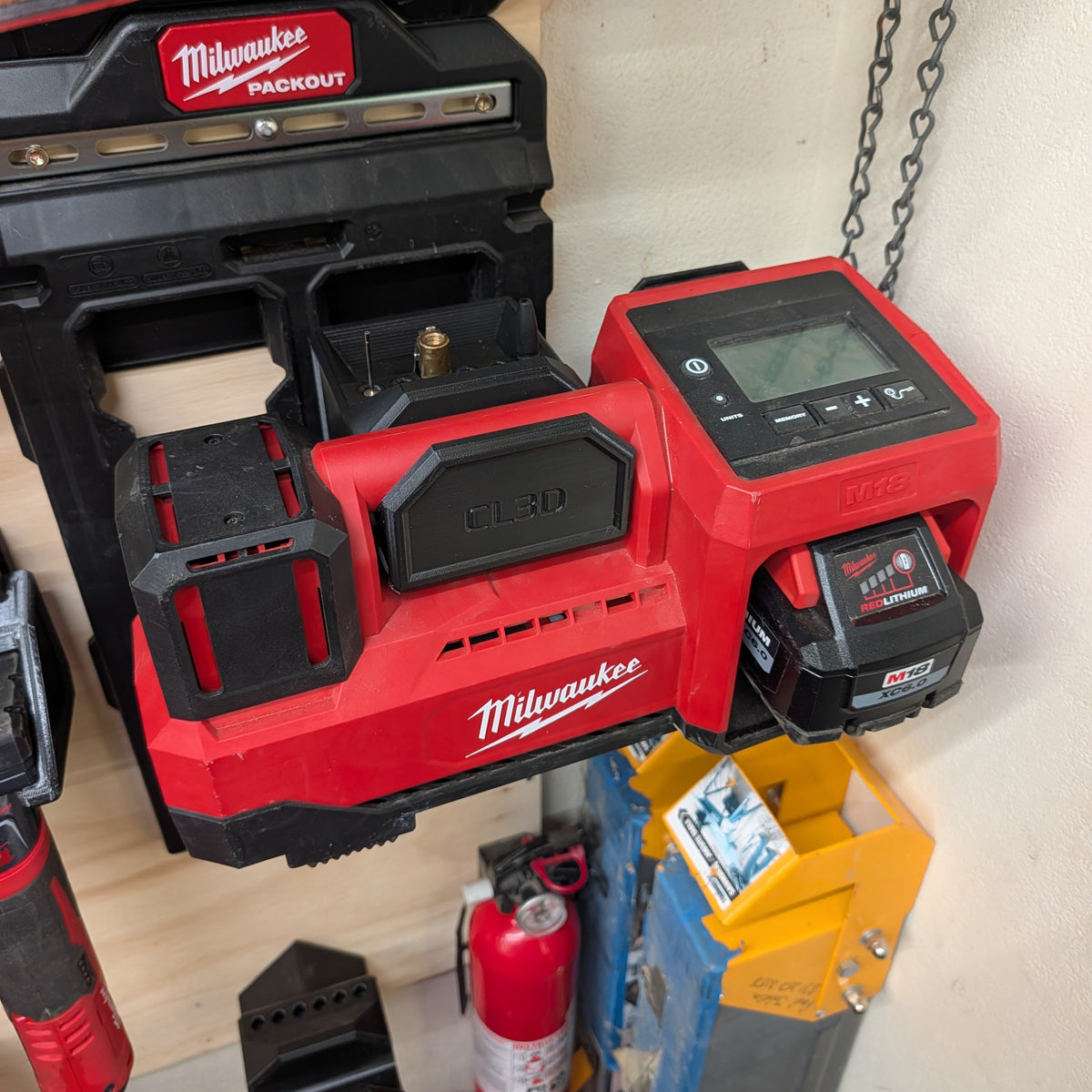 ClearLine3D PACKOUT-compatible M18 inflator holder shown without tools