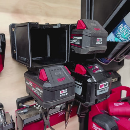 M18 Battery Holder | Secures 2 Batteries | Packout Compatible Wall Mount Organizer